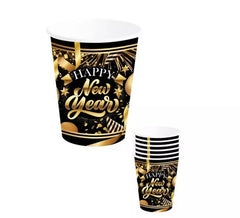Confezione da 6 bicchieri Happy New Year da 240 ml e 9 cm