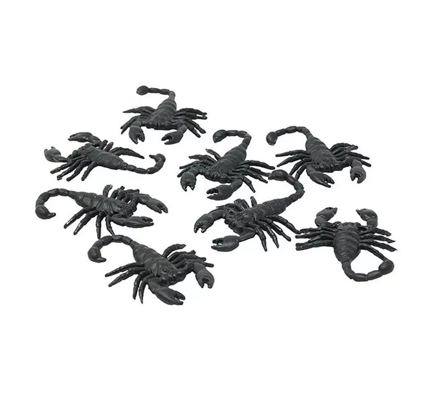 Pack de 8 Escorpiones negros de 6 cm