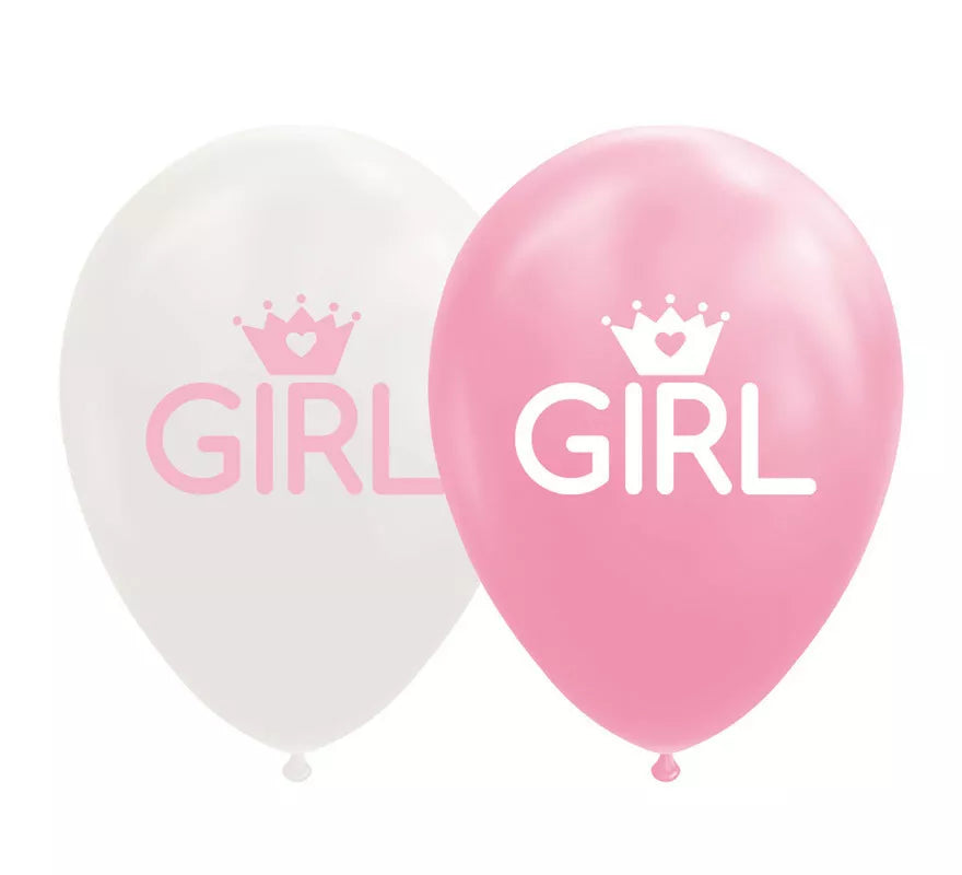 Translation missing: it.Pack de 8 Globos Bebé de Color Rosa/Blanco de 30 cm