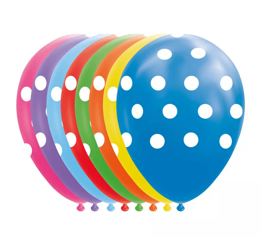 Pack de 8 Globos Lunares de Colores Surtidos de 30 cm