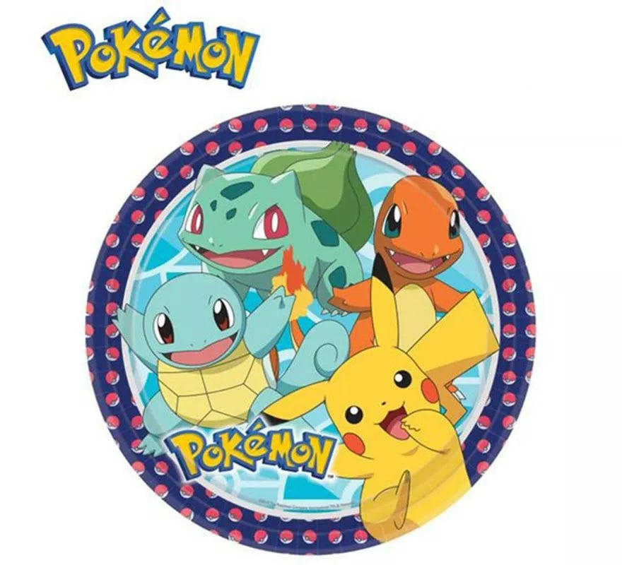 Translation missing: it.Pack de 8 Platos de papel de Pokémon de 23 cm