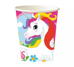 Confezione da 8 Bicchieri di Carta Unicorno 266 ml