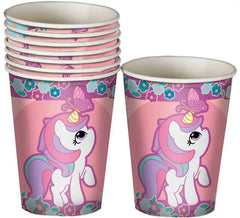 Confezione da 8 bicchieri unicorno 10 cm
