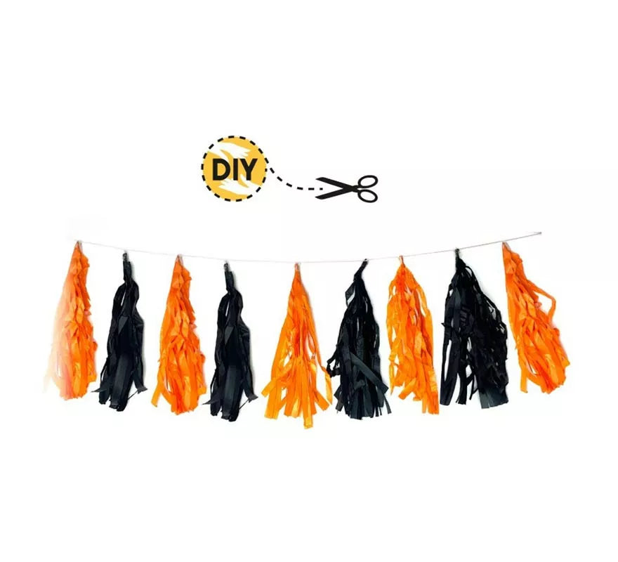 Translation missing: it.Pack de 9 Pompones naranja y negro DIY de 9 m