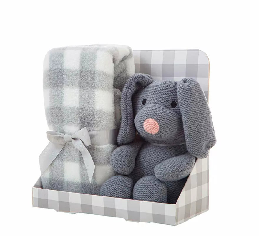 Translation missing: it.Pack Manta de 90x75 cm y Perro de Peluche gris de 26 cm