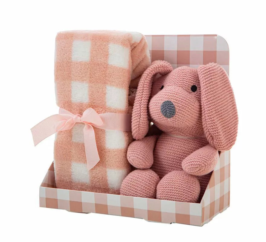 Translation missing: it.Pack Manta de 90x75 cm y Perro de Peluche rosa de 26 cm