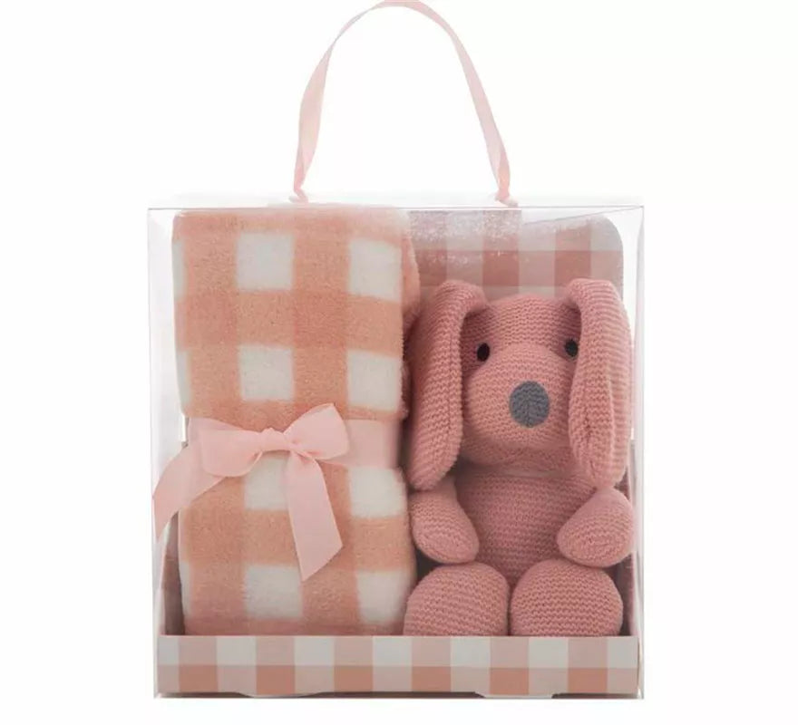 Translation missing: it.Pack Manta de 90x75 cm y Perro de Peluche rosa de 26 cm