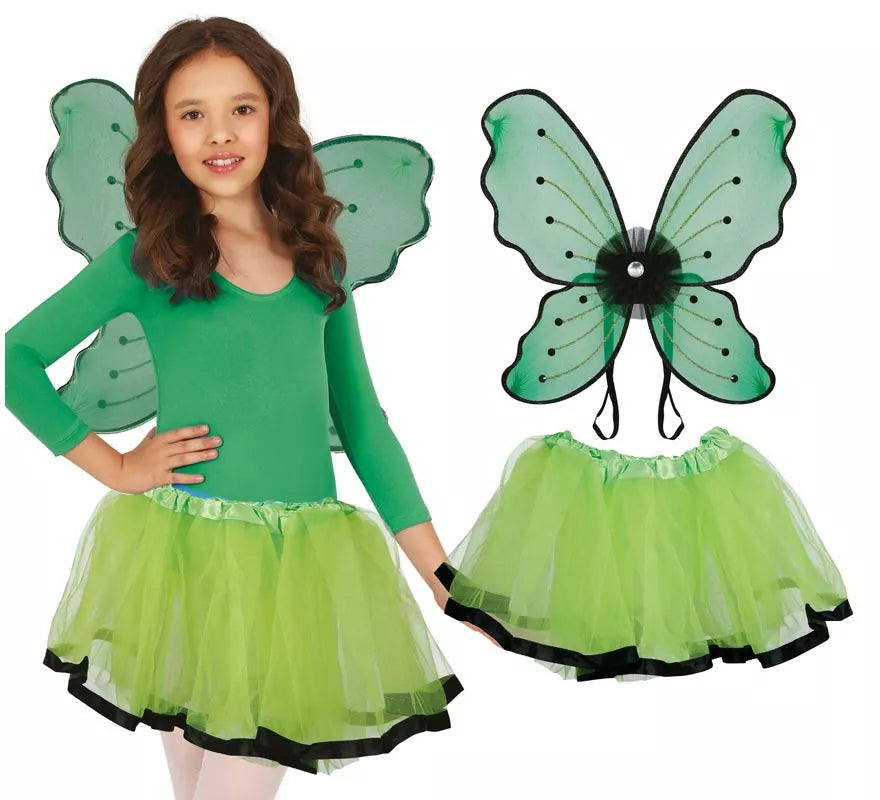 Translation missing: it.Pack Tutú y Alas Mariposa verde para niña