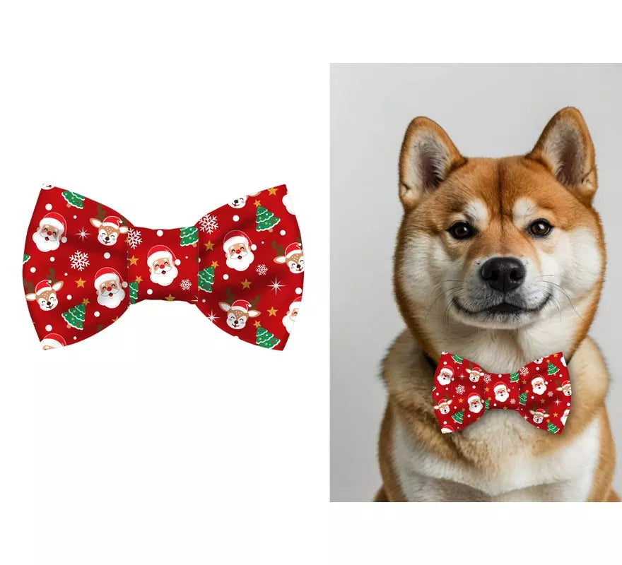 Translation missing: it.Pajarita Estampada de Papá Noel para perro