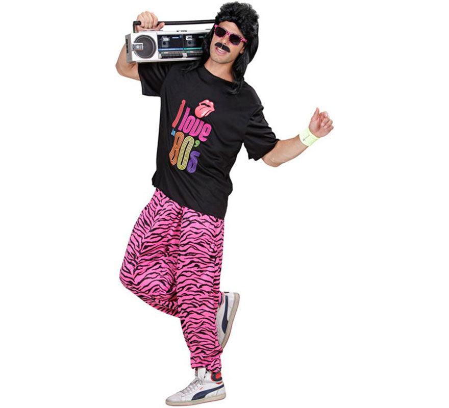 Translation missing: it.Pantalones Años 80 Estampado Cebra rosa para hombre