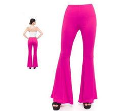 Pantaloni svasati lavorati a maglia fucsia da donna