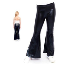 Pantaloni a zampa neri metallizzati per bambini