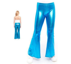 Pantaloni a zampa d'elefante metallizzati turchesi per bambini