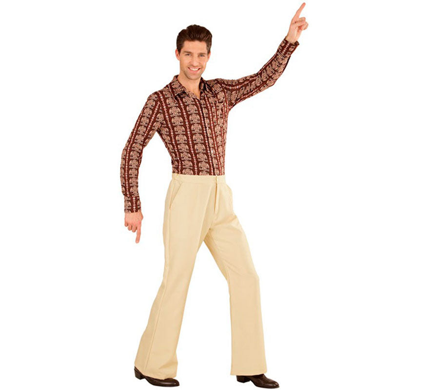 Translation missing: es.Pantalones Disco Años 70 beige para hombre