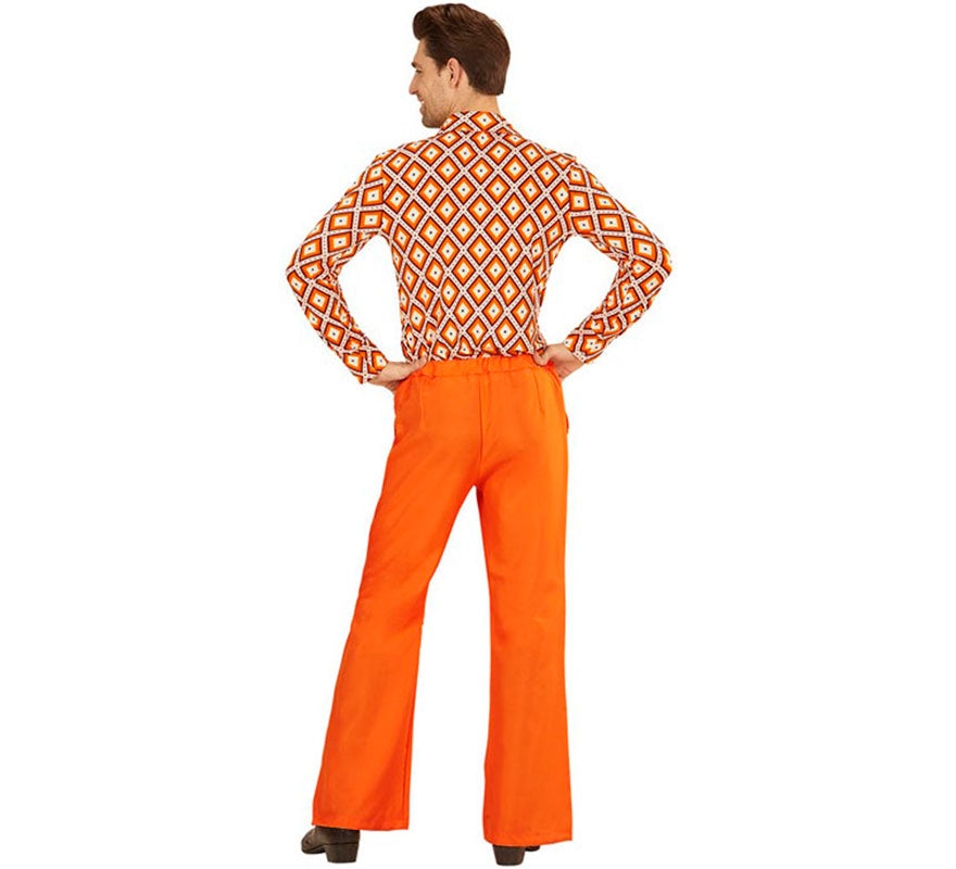 Pantalones Disco Años 70 naranja para hombre