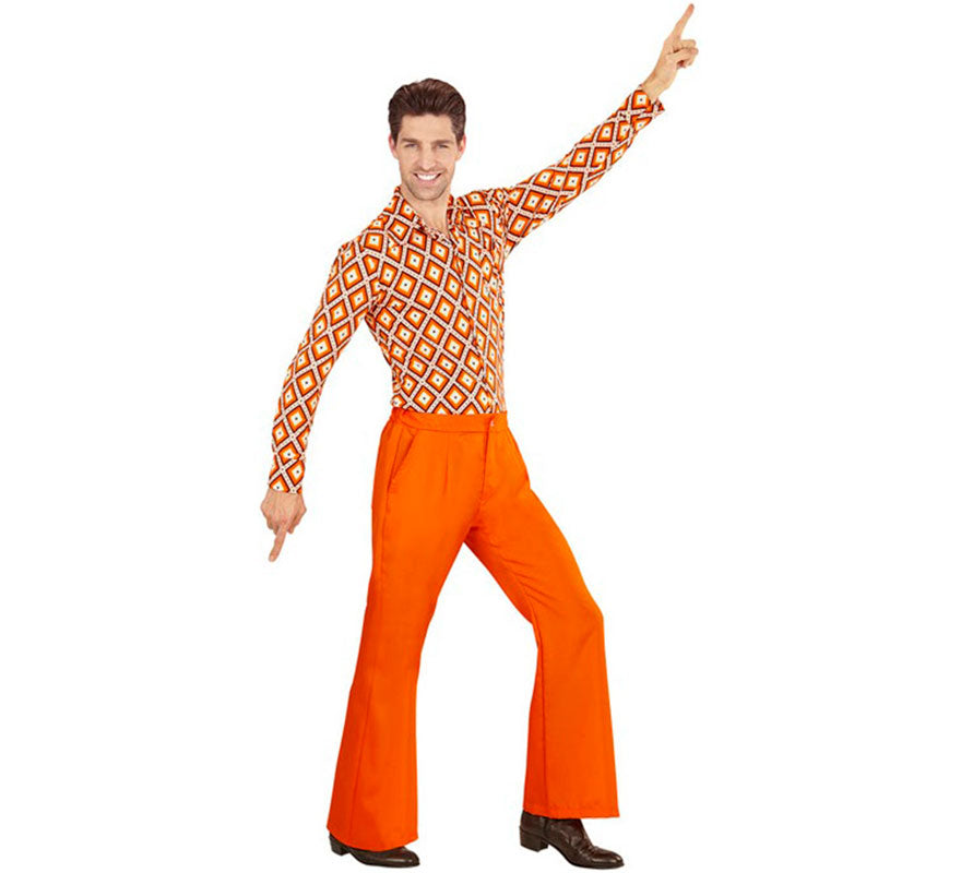 Pantalones Disco Años 70 naranja para hombre