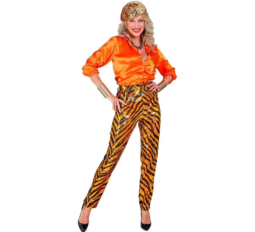 Translation missing: it.Pantalones Fiesta animal print dorado para mujer