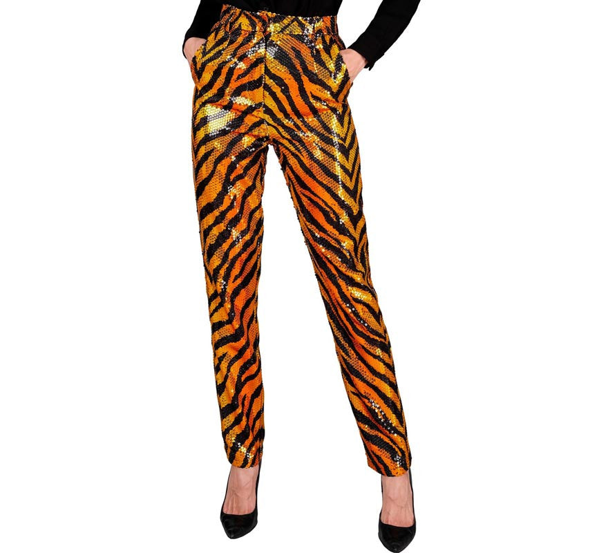 Translation missing: it.Pantalones Fiesta animal print dorado para mujer