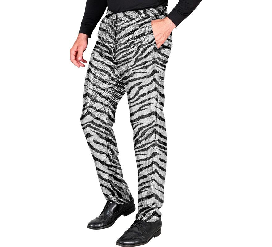 Translation missing: it.Pantalones Fiesta animal print plateado para hombre
