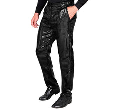 Pantaloni neri con paillettes per uomo
