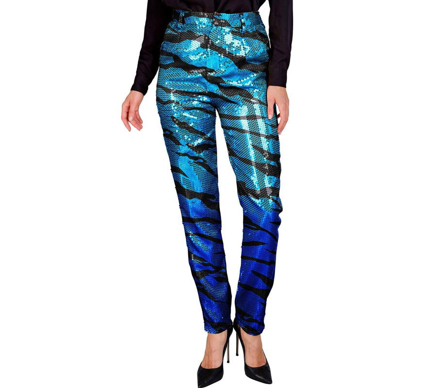 Translation missing: es.Pantalones Party Fashion Animal Print azul para mujer