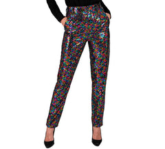 Pantaloni da festa Paillettes multicolori alla moda per donna