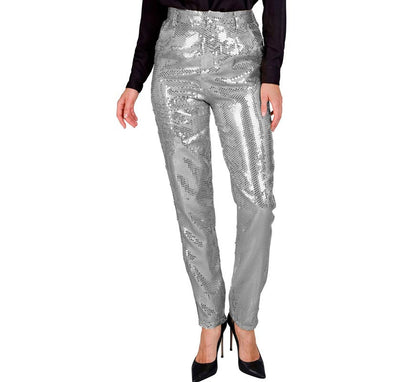 Pantalones Party Fashion lentejuelas plateado para mujer