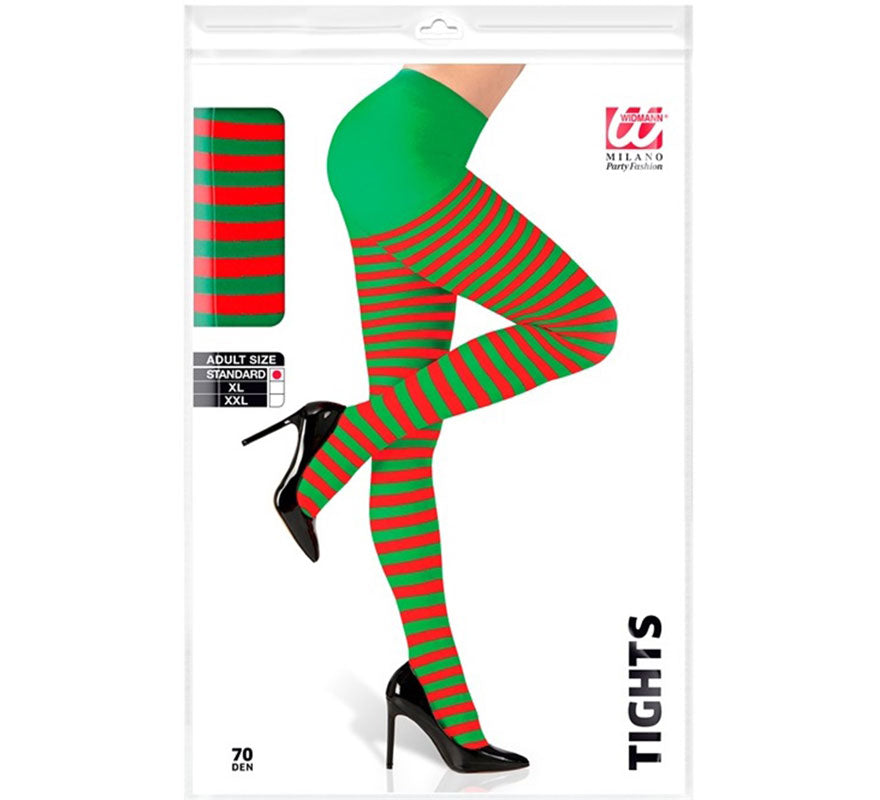 Translation missing: es.Pantys a Rayas rojo y verde 70 DEN