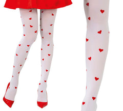 Collant bianco con cuori rossi