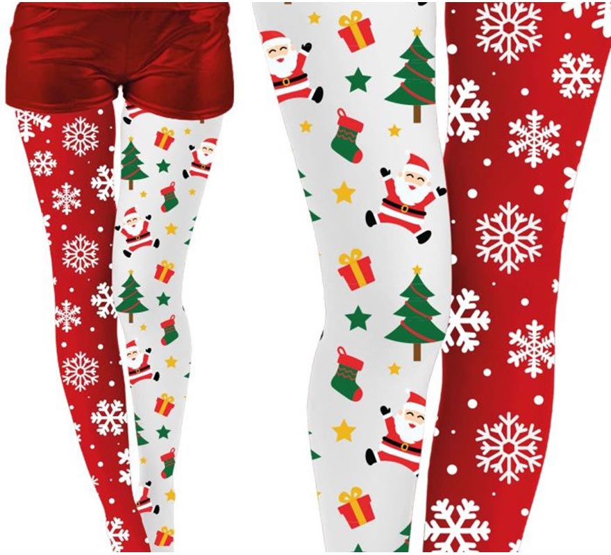 Translation missing: es.Pantys Navideñas doble estampado copos y árbol adulto