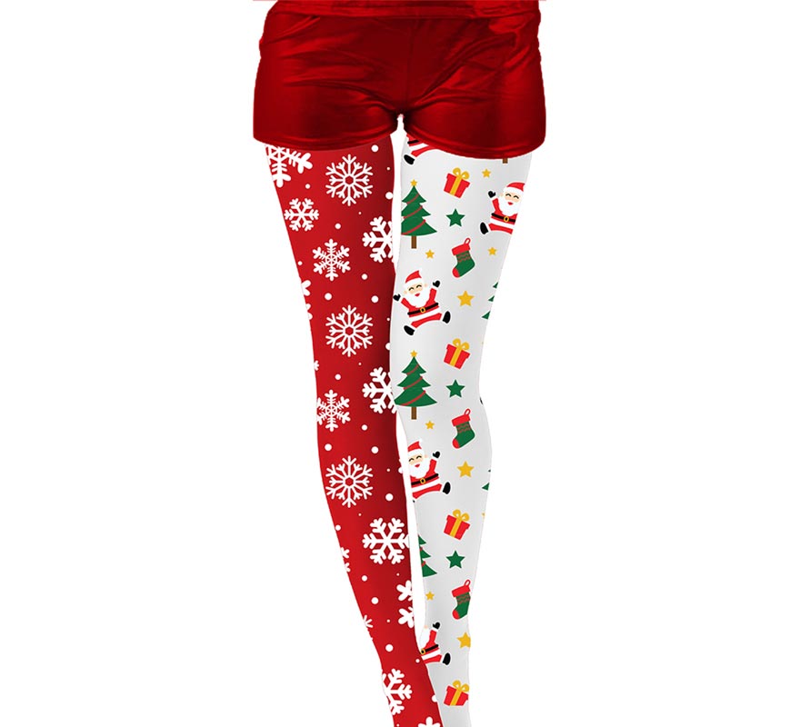 Translation missing: es.Pantys Navideñas doble estampado copos y árbol adulto