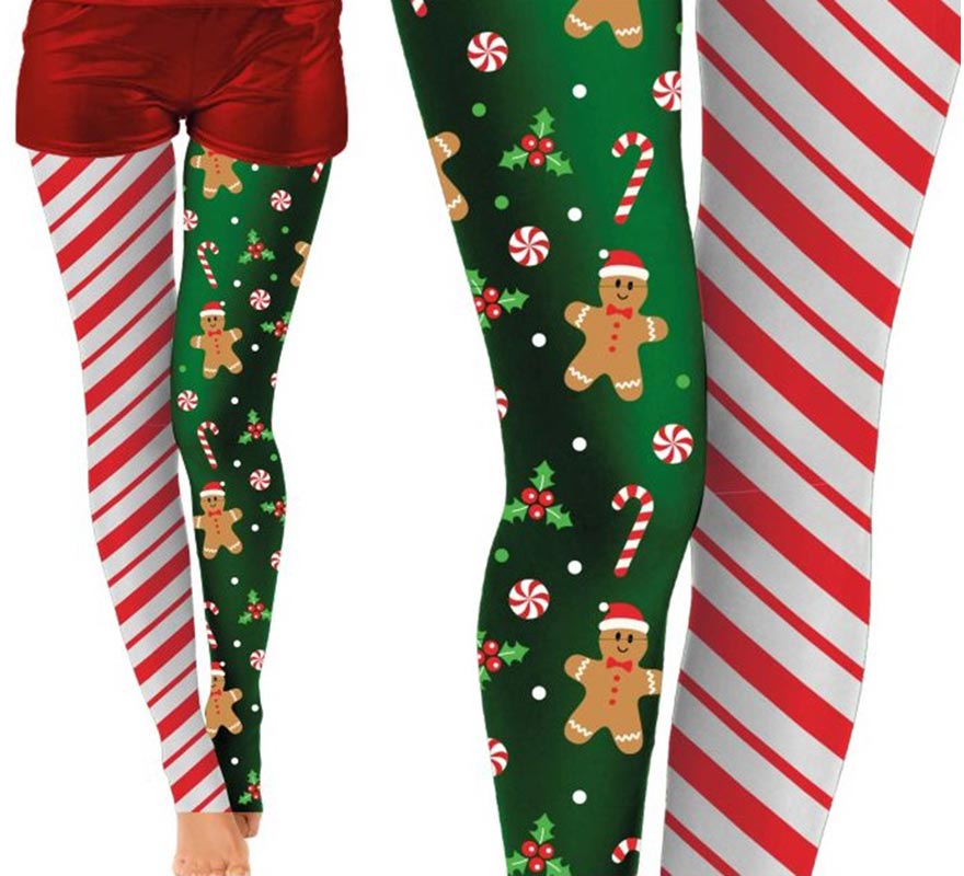 Translation missing: es.Pantys Navideñas doble estampado rayas y galleta adulto
