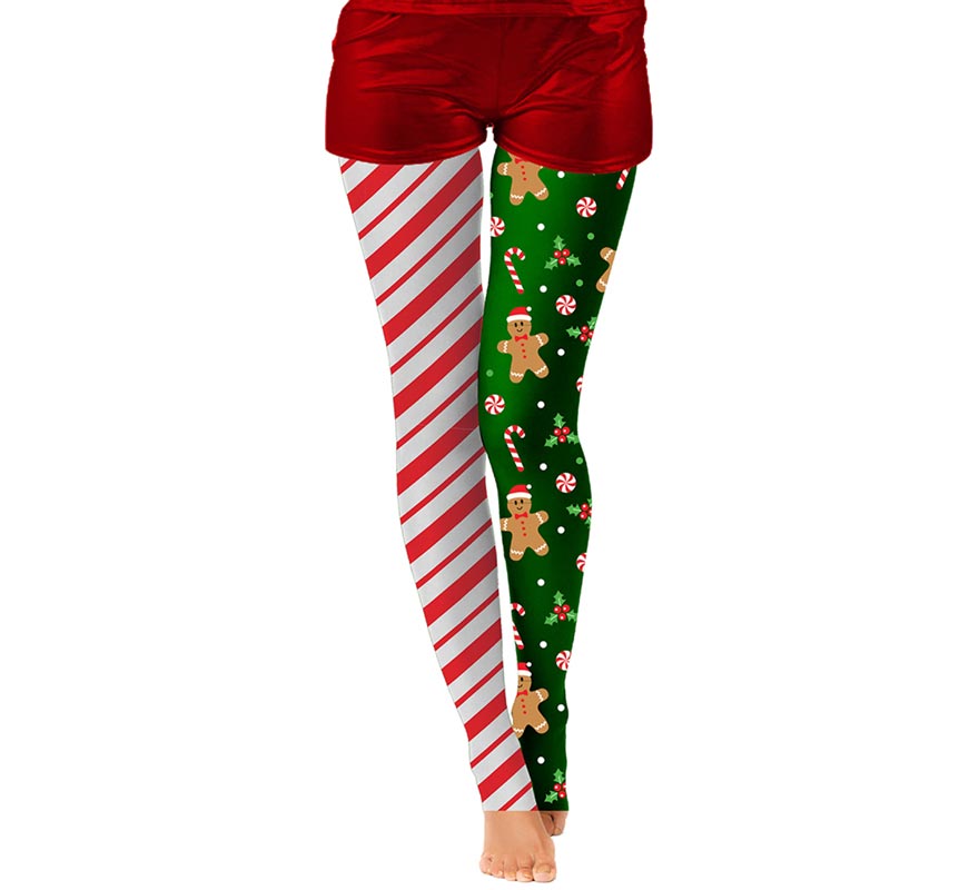 Translation missing: es.Pantys Navideñas doble estampado rayas y galleta adulto
