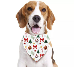 Sciarpa Ghirlande stampata bianca per cane 69x35 cm