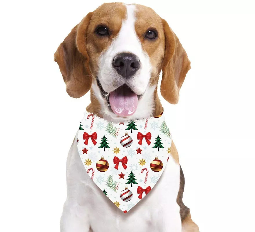Translation missing: es.Pañuelo Guirnaldas estampado blanco para perro de 69x35 cm