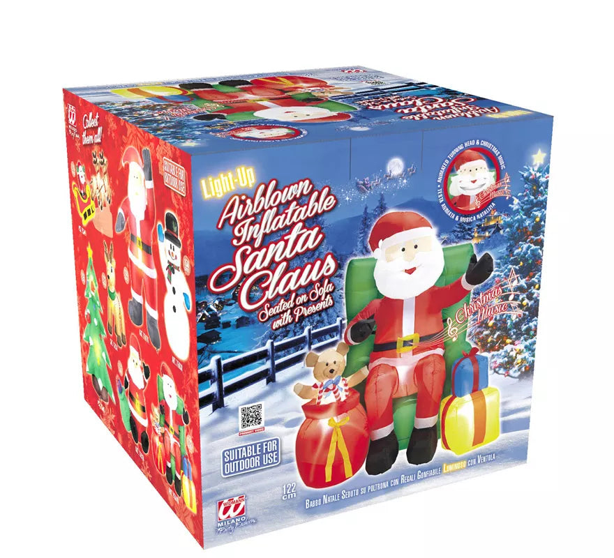Translation missing: it.Papá Noel Hinchable con Música, Luz y Movimiento con Ventilador de 122 cm