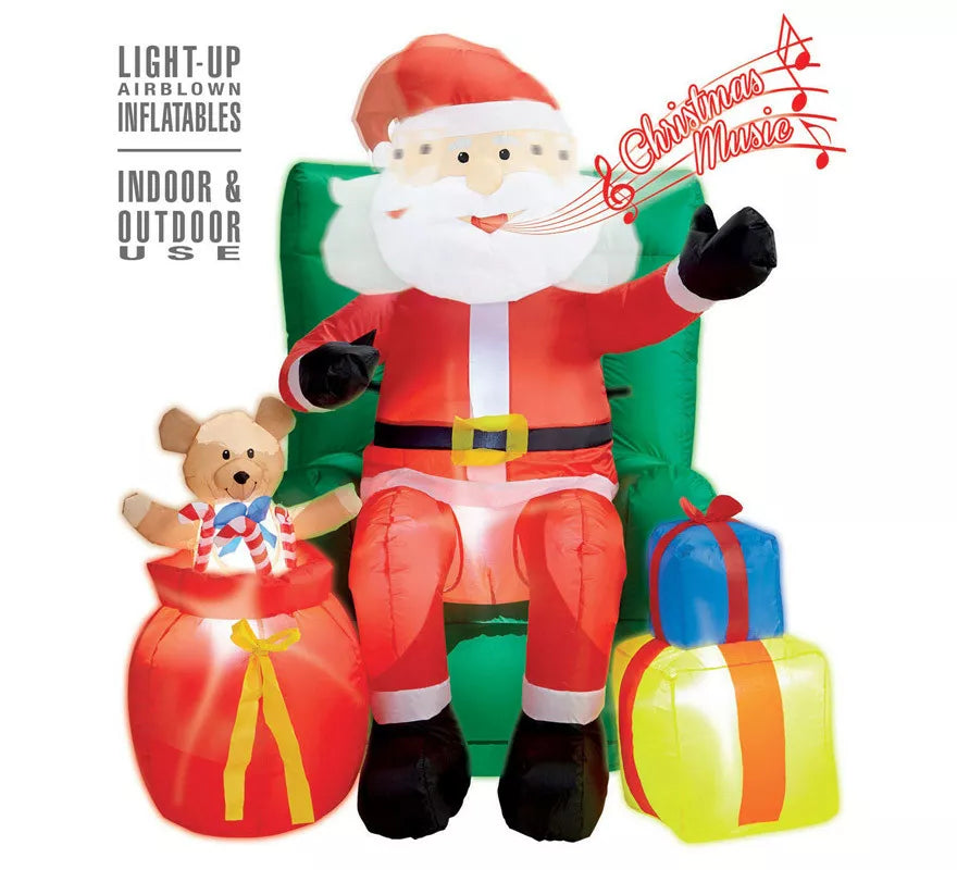 Translation missing: it.Papá Noel Hinchable con Música, Luz y Movimiento con Ventilador de 122 cm