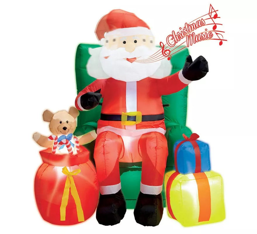 Translation missing: it.Papá Noel Hinchable con Música, Luz y Movimiento con Ventilador de 122 cm