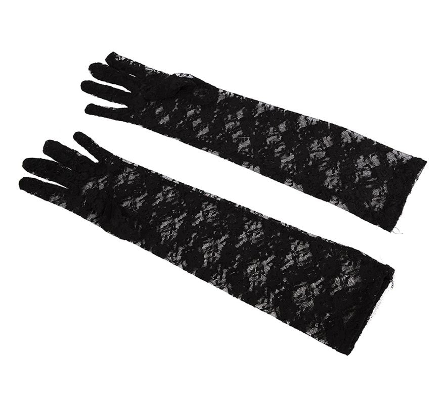Translation missing: es.Par de Guantes Largos de Encaje negros adulto de 40 cm