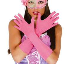 Par de guantes largos rosas