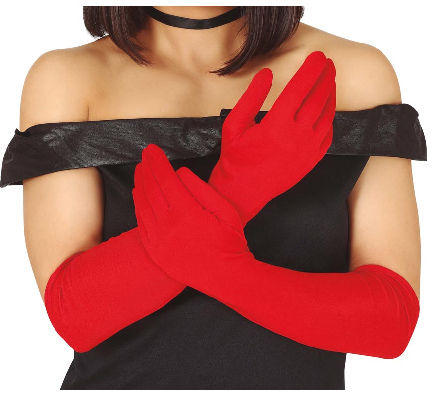 Translation missing: it.Par de guantes rojos largos 45 cm