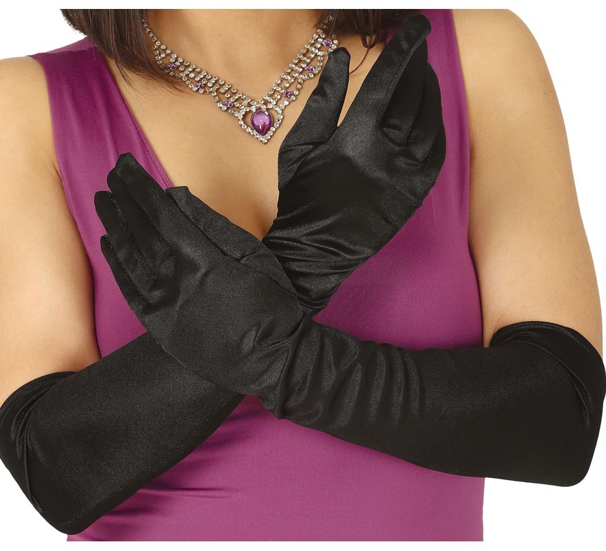 Translation missing: it.Par de guantes satinados negros 51 cm