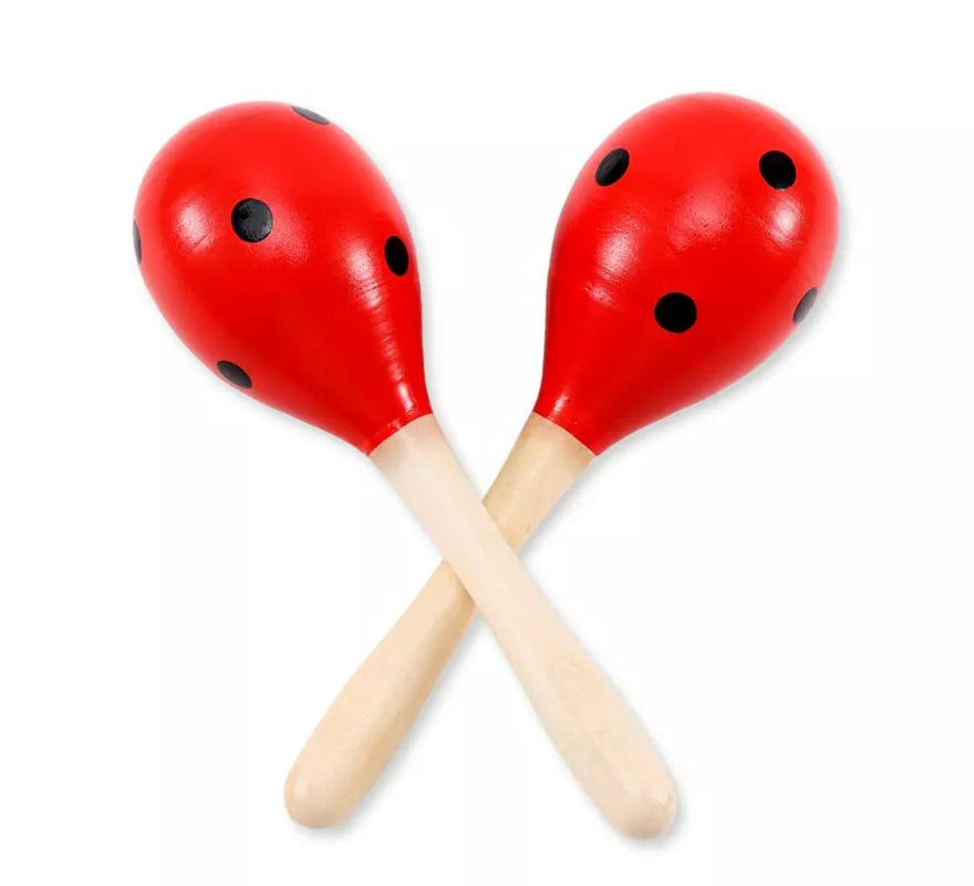 Translation missing: es.Par de Maracas de madera con lunares de 20 cm