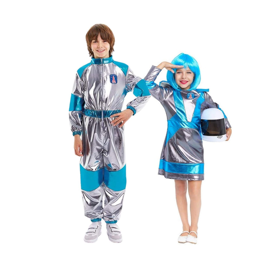 Coppia di astronauti argentata per bambini