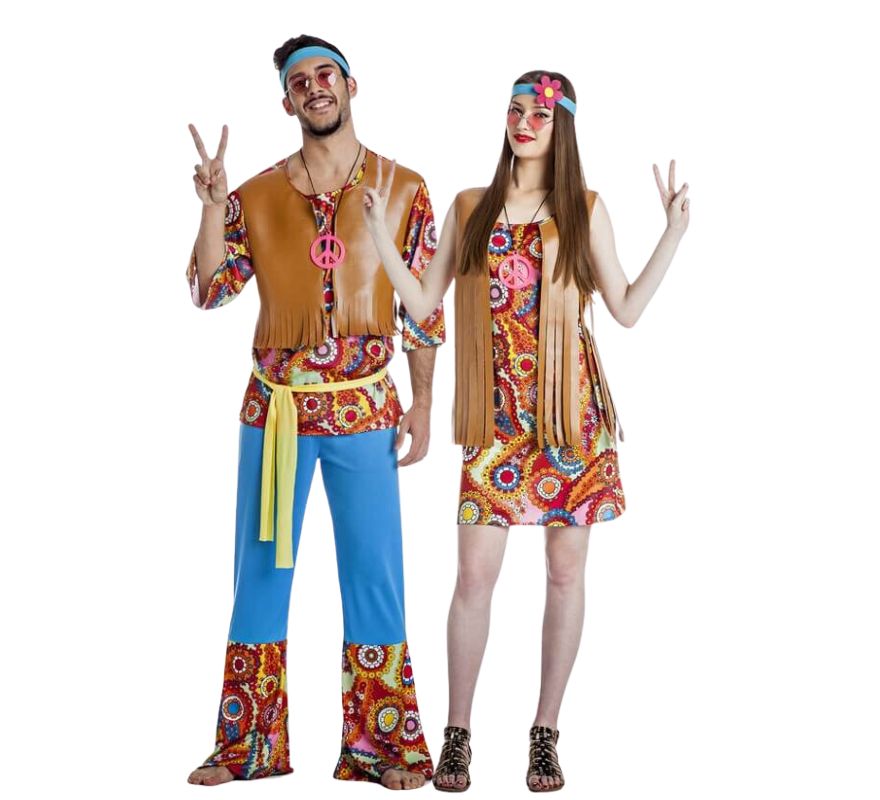 Coppia di Hippy con gilet da adulti