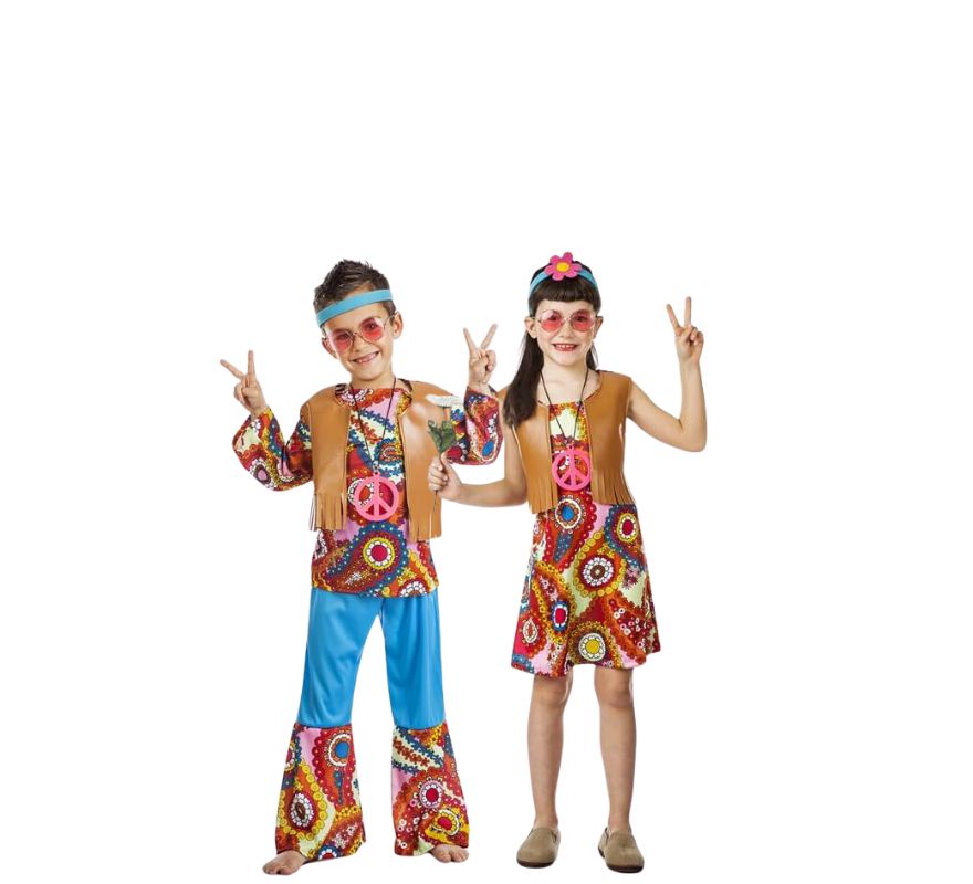Pareja de Hippies con chaleco infantil
