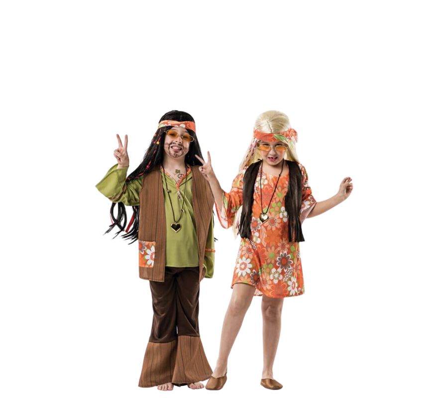 Coppia di hippy con fiori