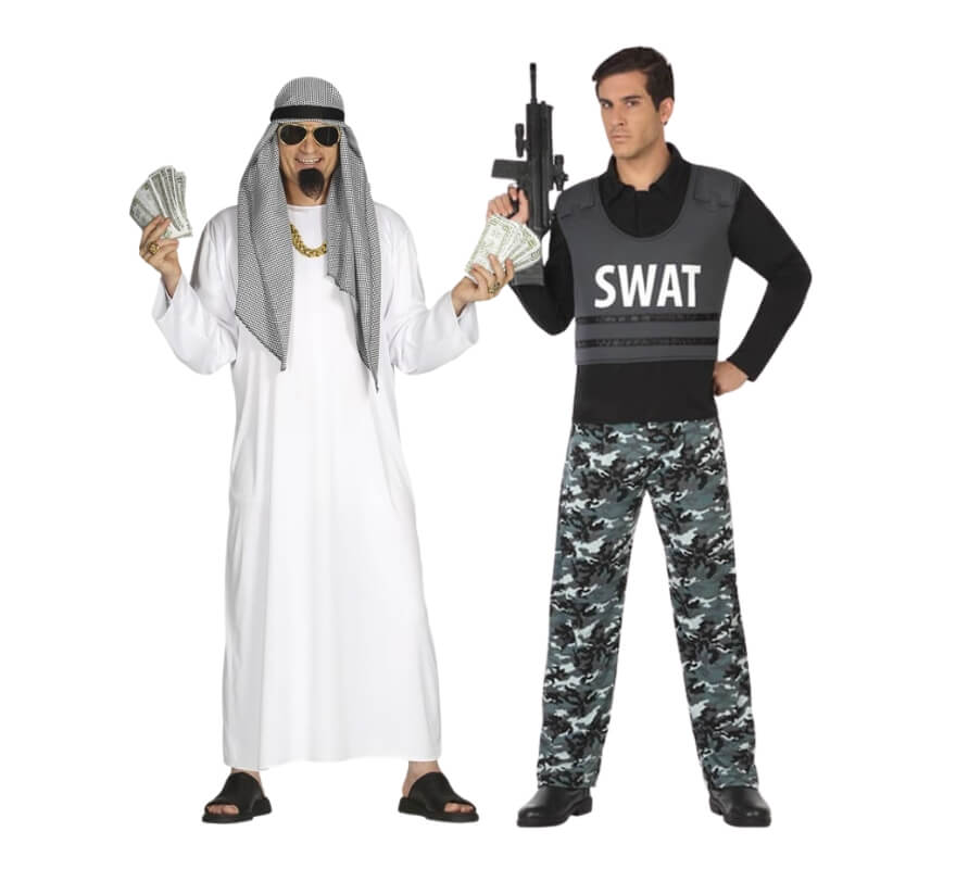 Coppia di sceicco arabo e poliziotta