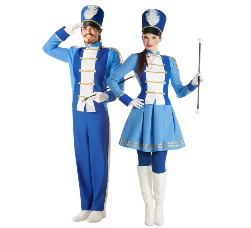 Pareja de majorettes azul