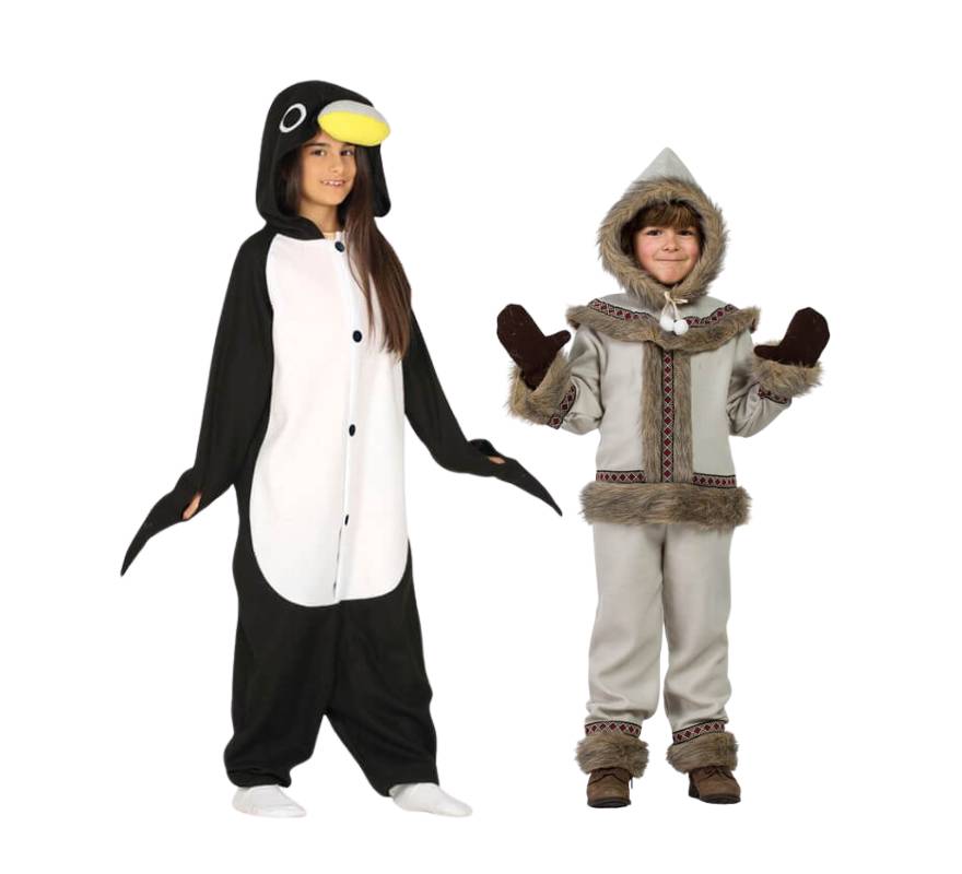 Coppia di pinguino ed esquimese per bambini